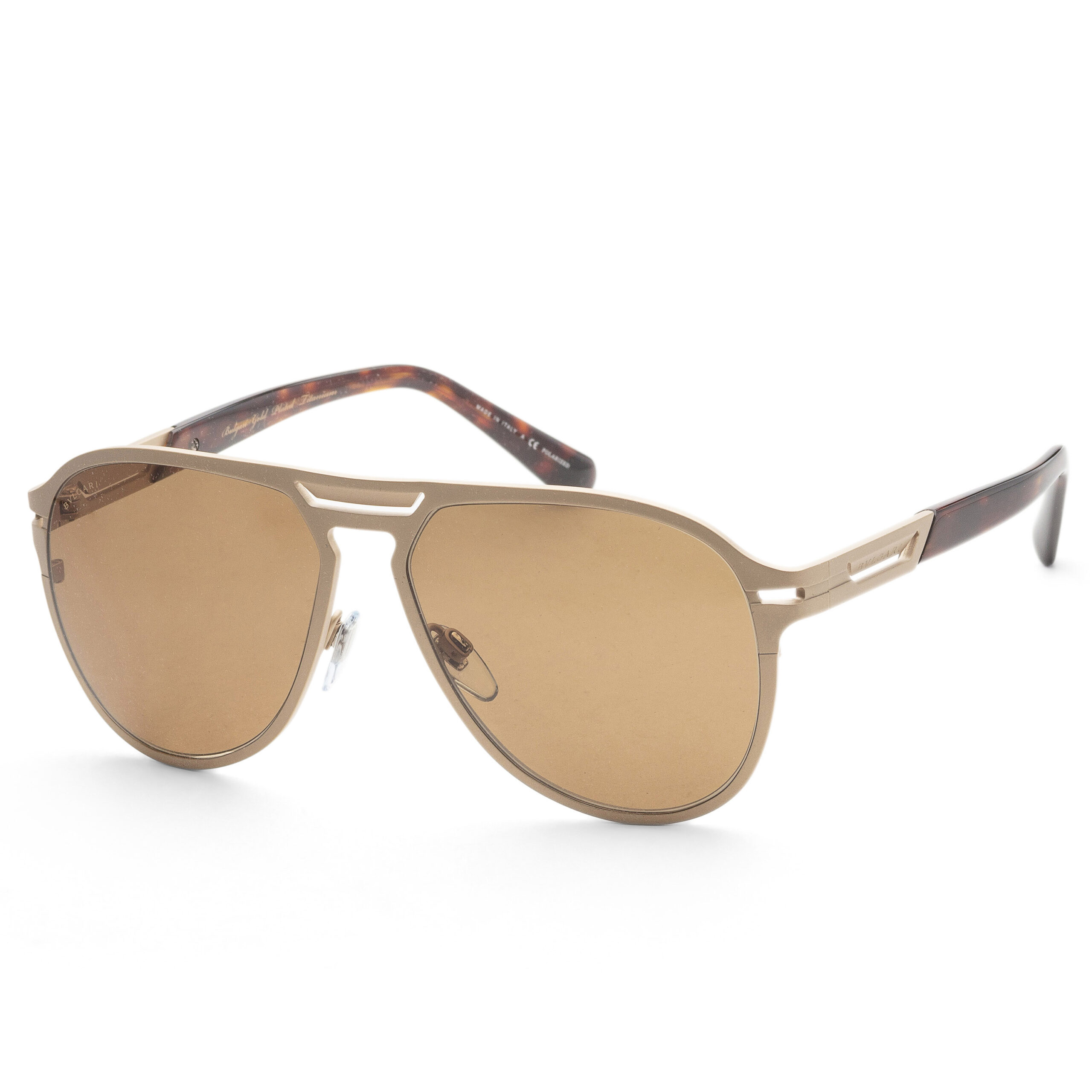 Bulgari Men s 57mm Pale Gold Plated Sunglasses Polarized BV5043TK 203983 57 VendorGrove